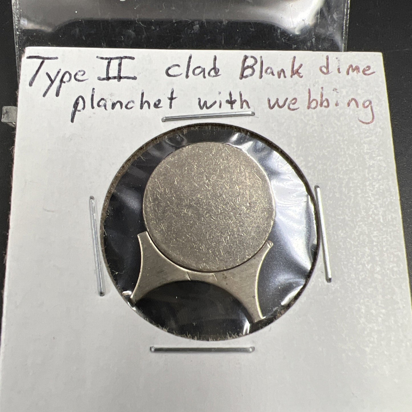 Type 2 Copper Nickel Dime Planchet Blank Error with Webbing
