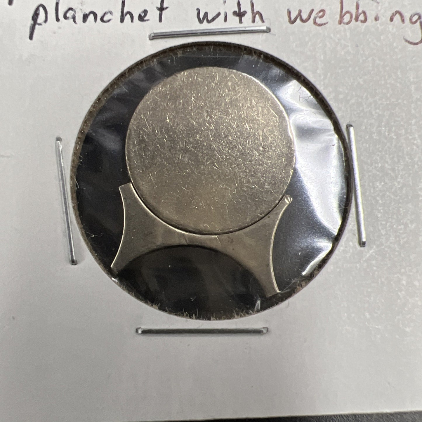 Type 2 Copper Nickel Dime Planchet Blank Error with Webbing