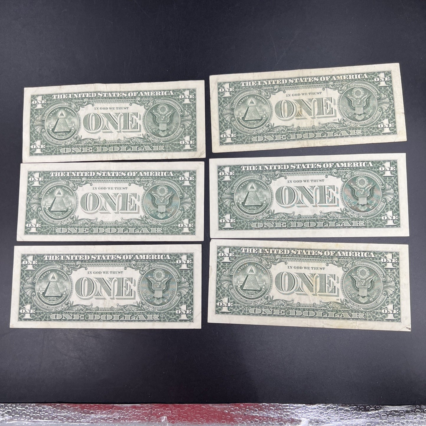 Lot of 6 Different * Star Note Federal Reserve $1 One Bills 1995 - 2013 Circ #65