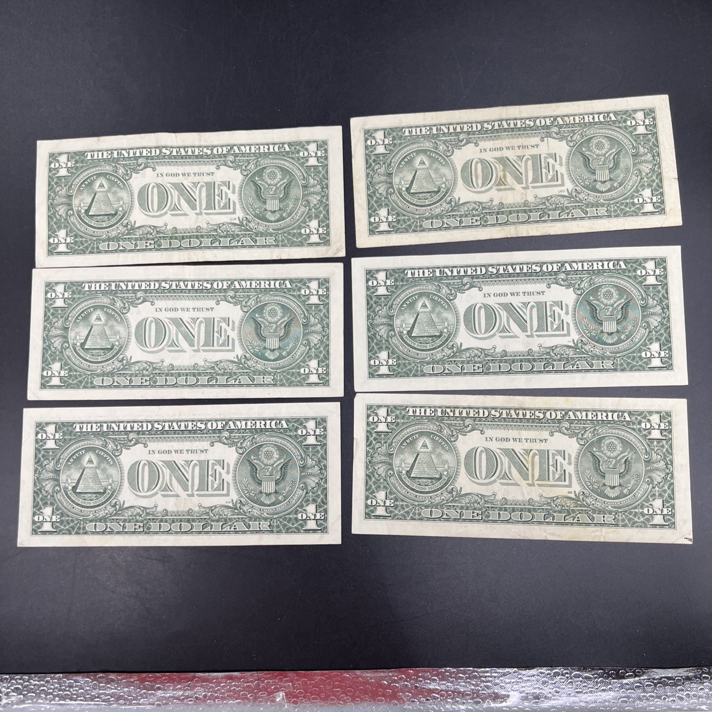 Lot of 6 Different * Star Note Federal Reserve $1 One Bills 1995 - 2013 Circ #65