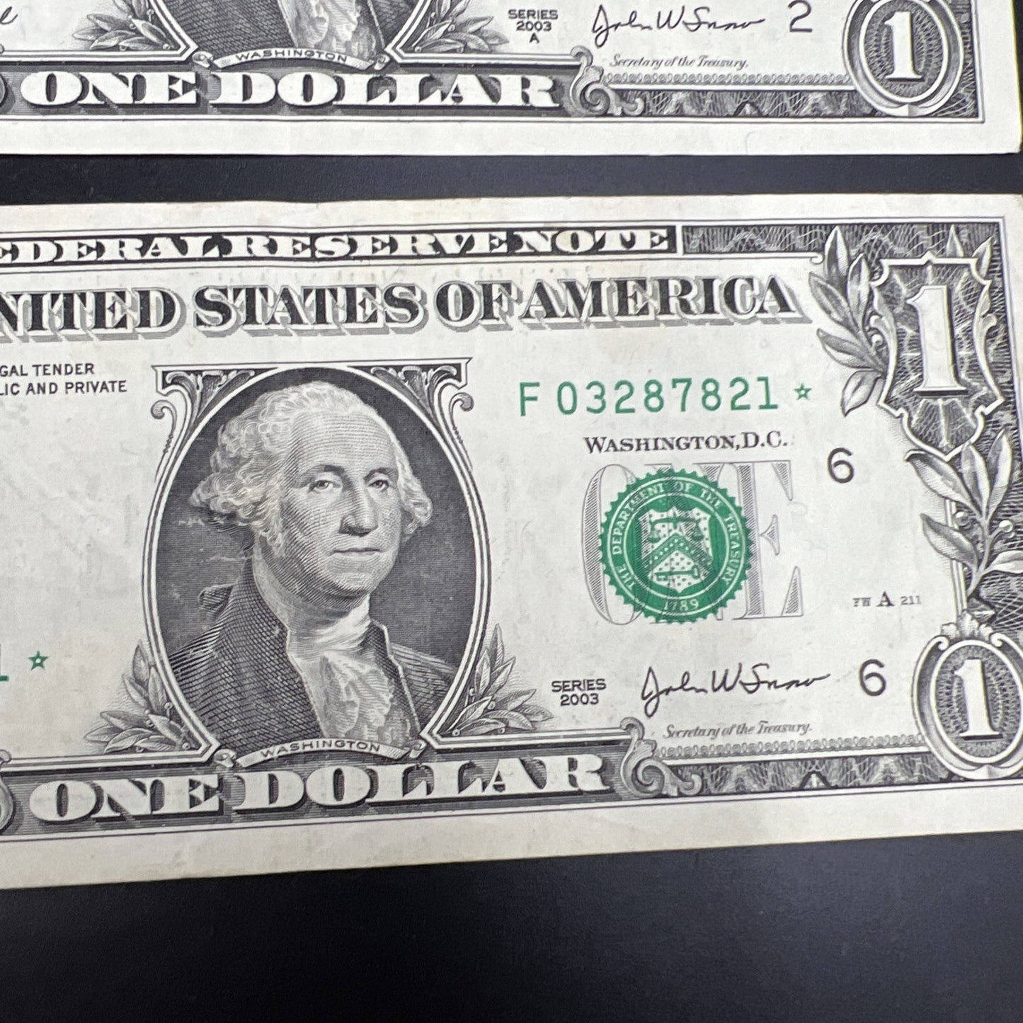 Lot of 6 Different * Star Note Federal Reserve $1 One Bills 1995 - 2013 Circ #65