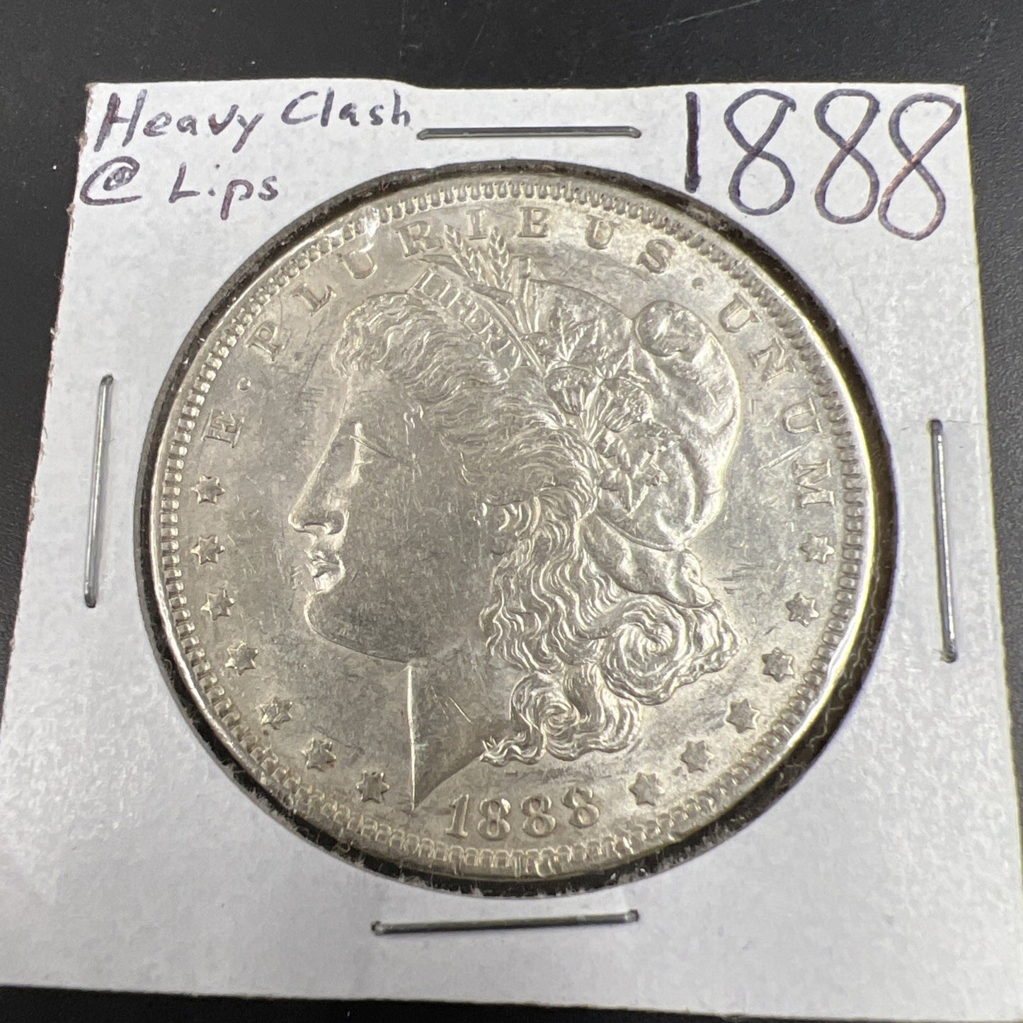 1888 P $1 Morgan Silver Dollar Coin Die Clash Vam Lips AU About UNC