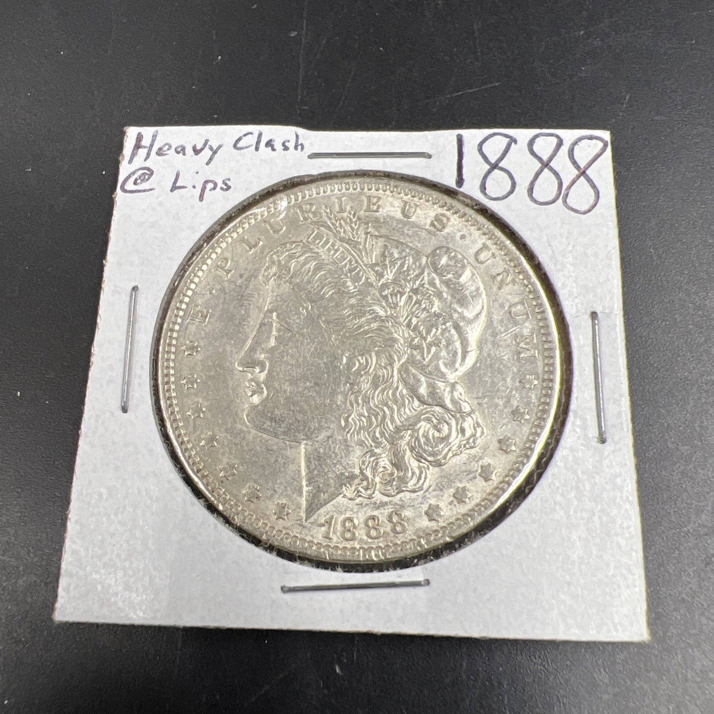 1888 P $1 Morgan Silver Dollar Coin Die Clash Vam Lips AU About UNC