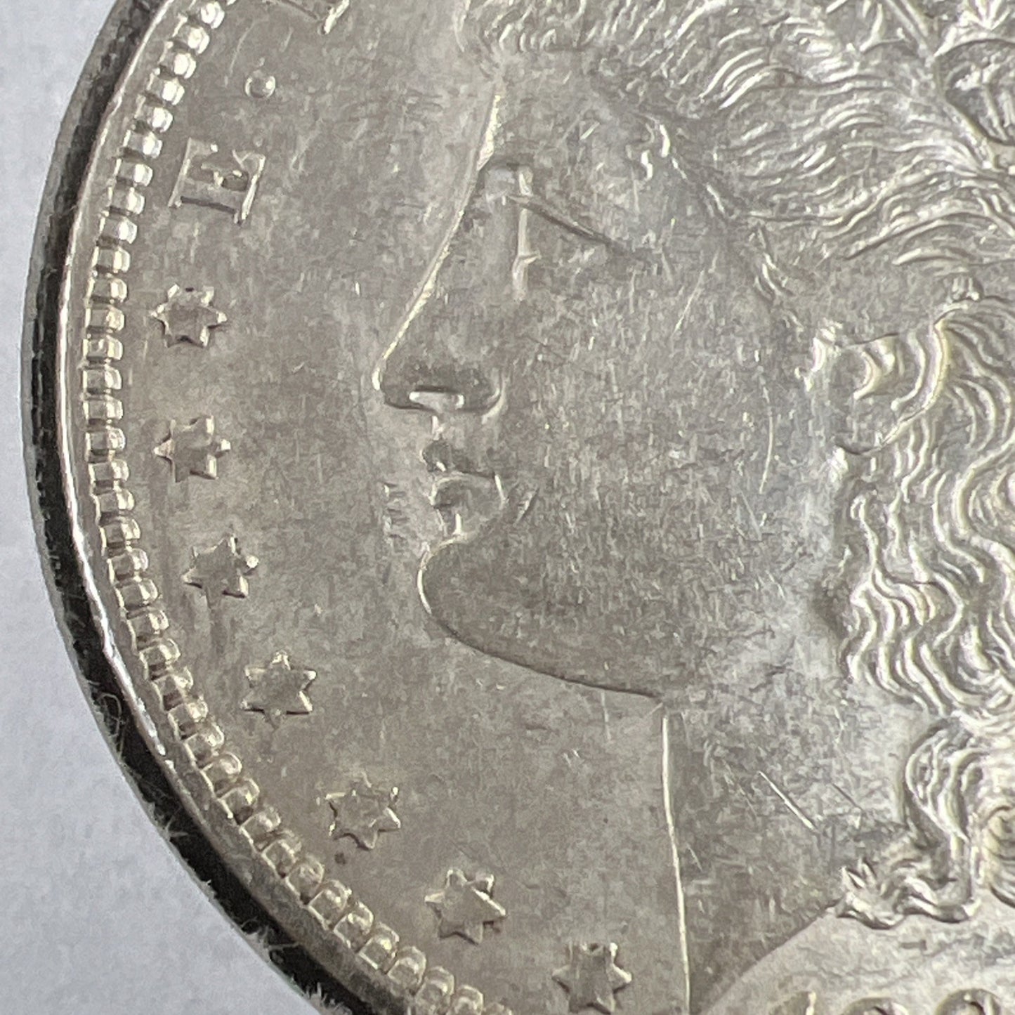 1888 P $1 Morgan Silver Dollar Coin Die Clash Vam Lips AU About UNC