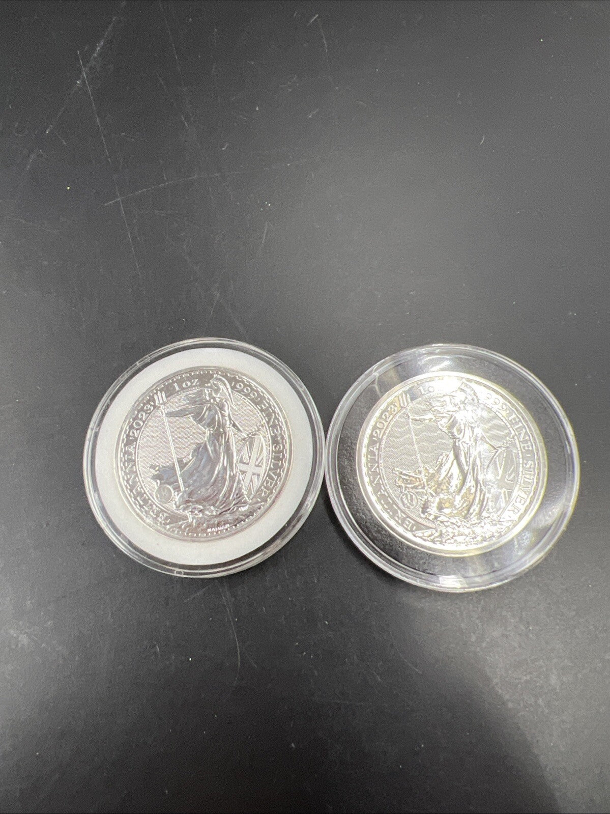 2 Coin Set King Charles Queen Elizabeth 2023 1 Oz Silver Britannia Coins CH UNC