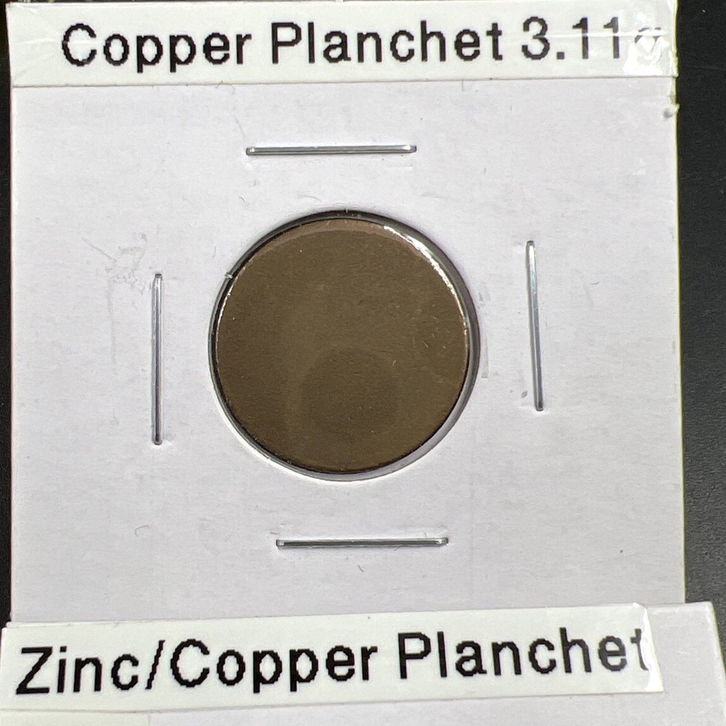 Lot 2 US 1c Blank Planchet Error Coins 3.11 G Copper & 2.5G Copper Plated Zinc