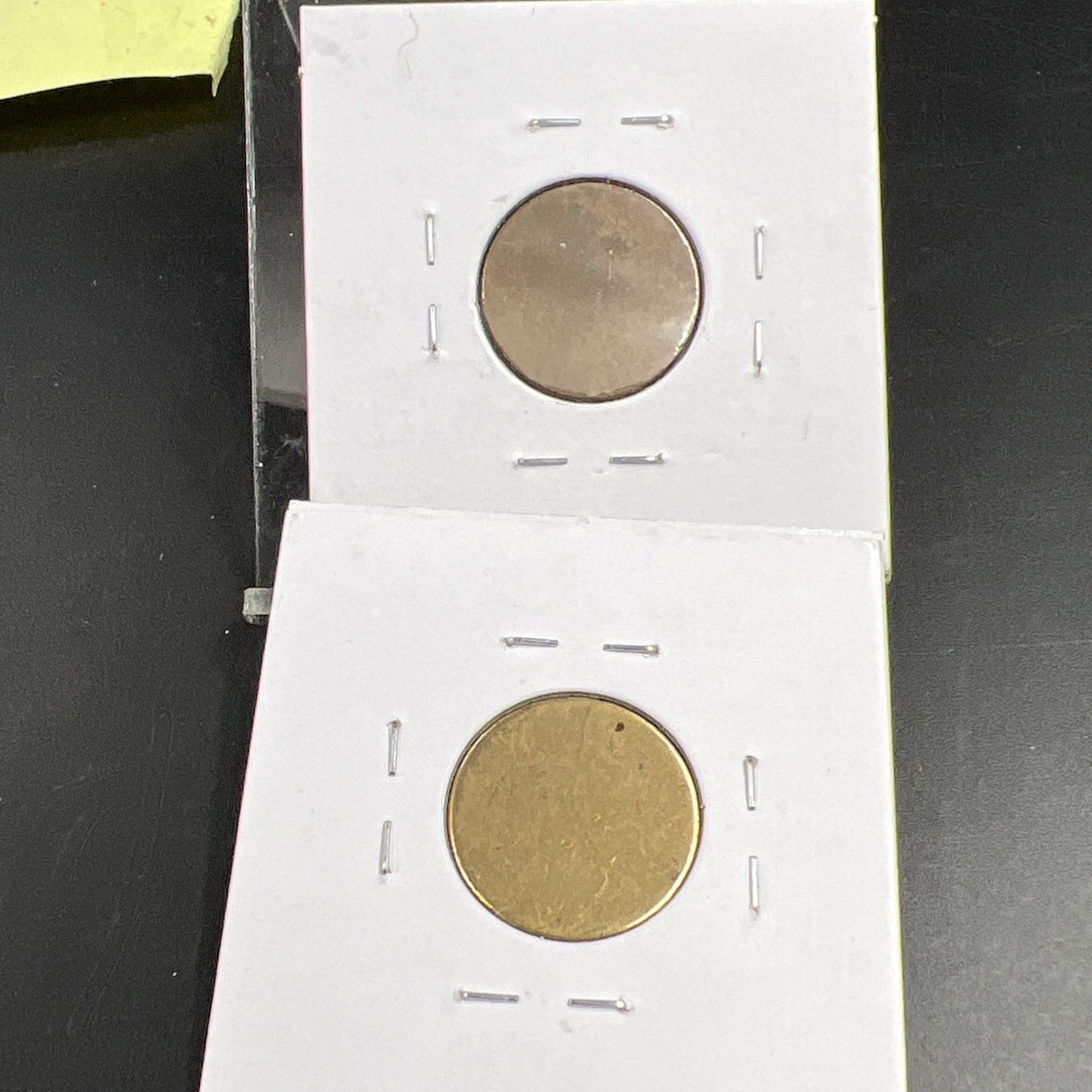Lot 2 US 1c Blank Planchet Error Coins 3.11 G Copper & 2.5G Copper Plated Zinc
