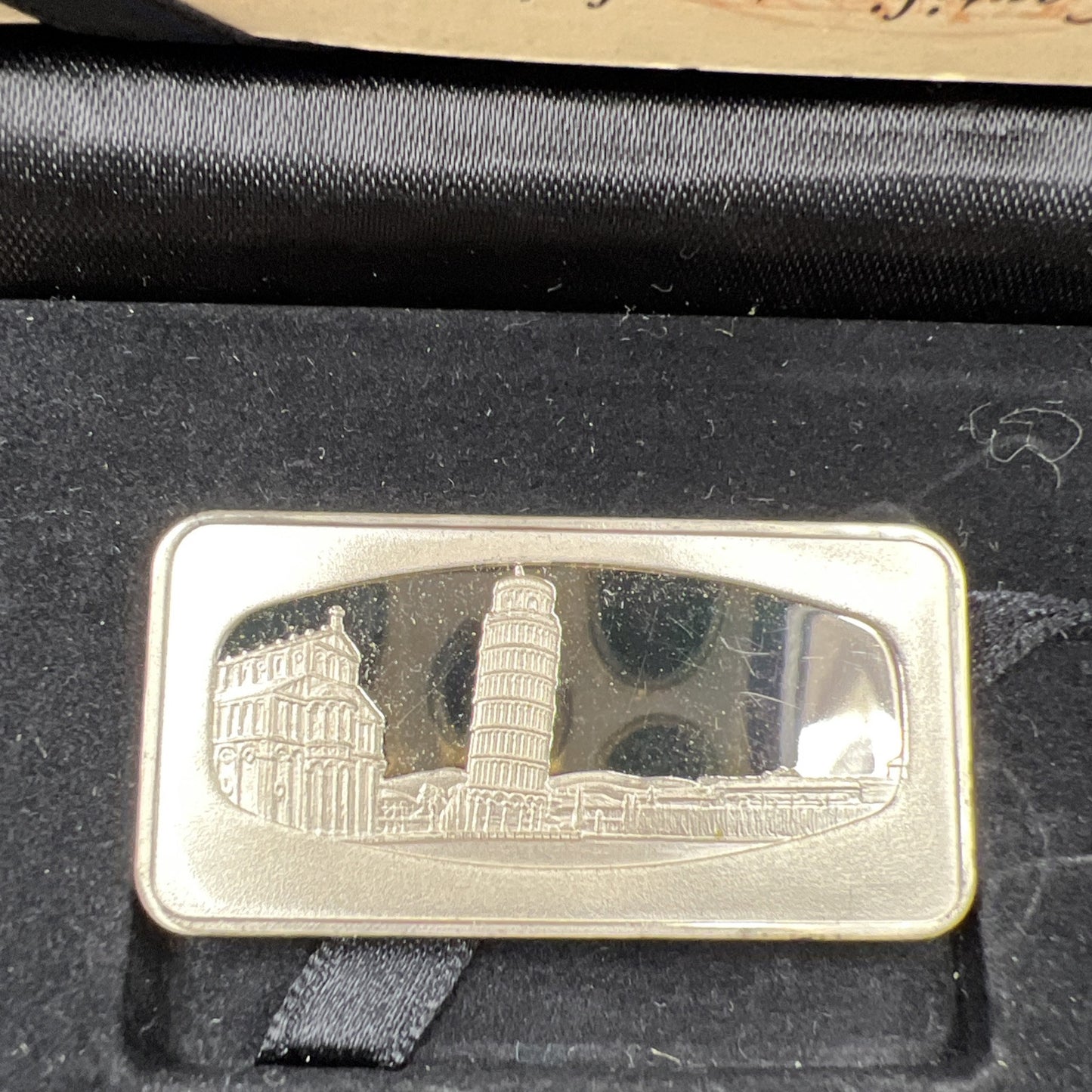 400 Grains Leaning Tower Pisa .999 Fine Silver Bar UNC Singapore Airlines