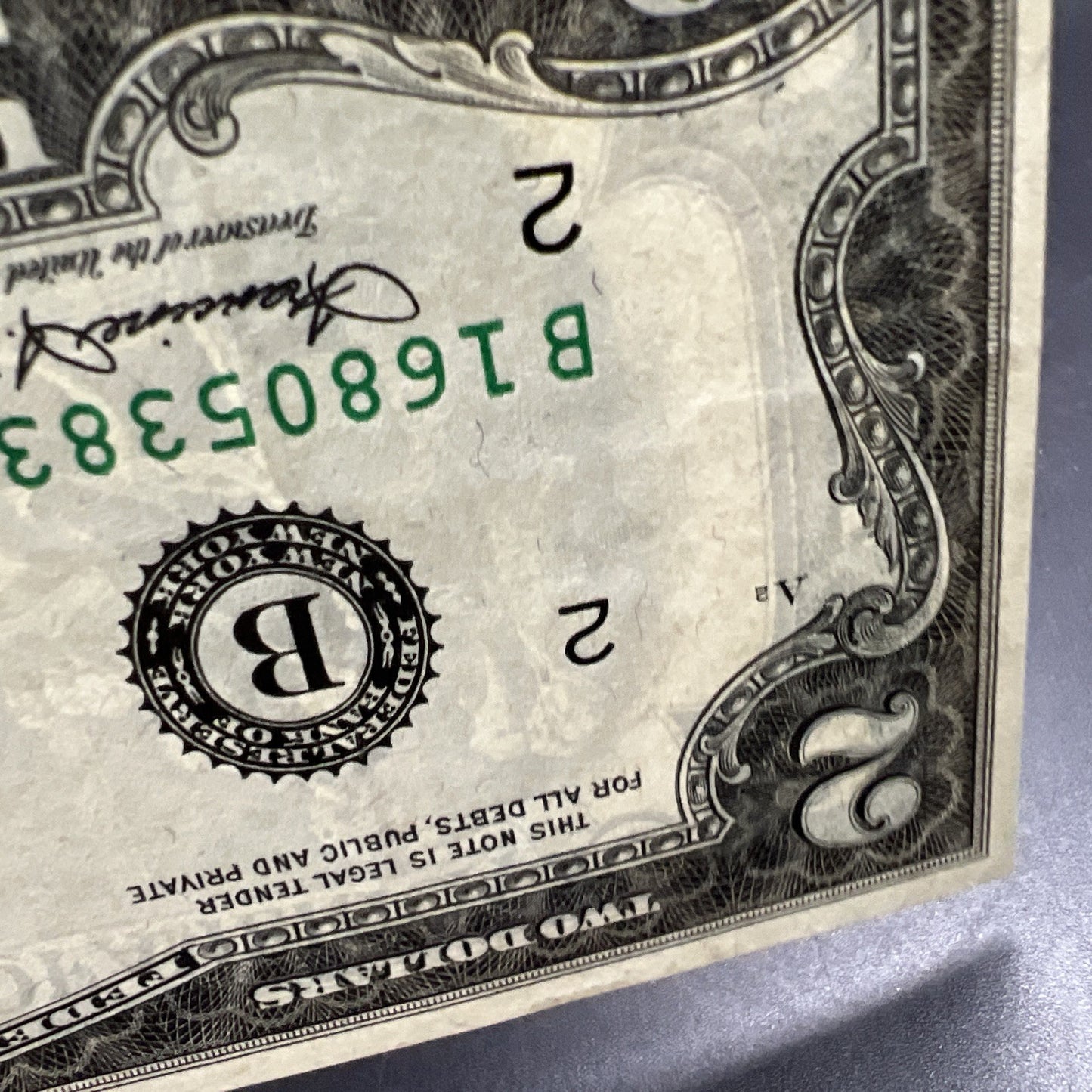 1976 Bicentennial FRN Two Dollar Federal Reserve Note Brooklyn New York VF Circ