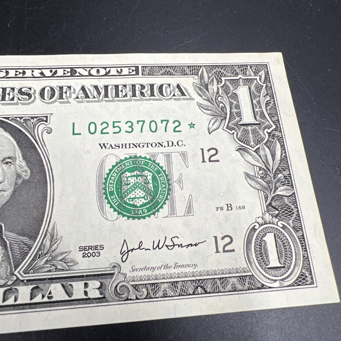 2003 $1 * Star Note FRN Federal Reserve Note XF EF Extra Fine Circ #072