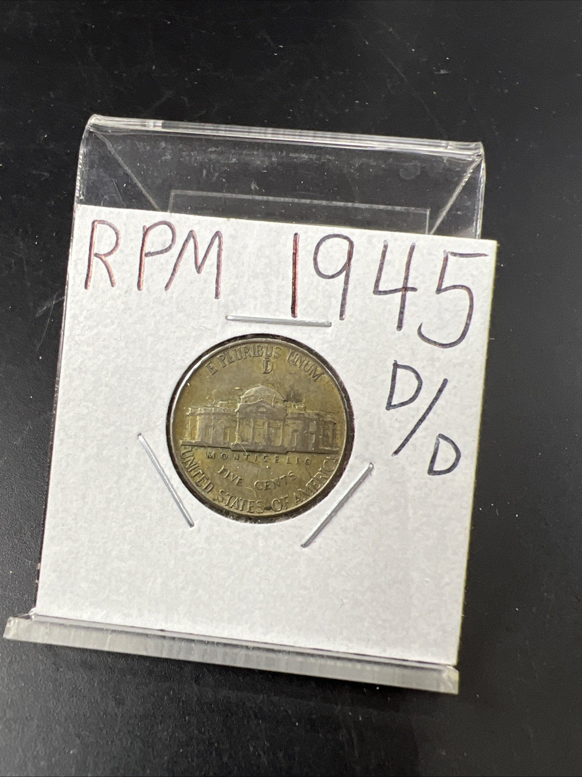 1945 D D/D RPM WWII 35% Silver Jefferson Nickel Coin with Variety Circulated