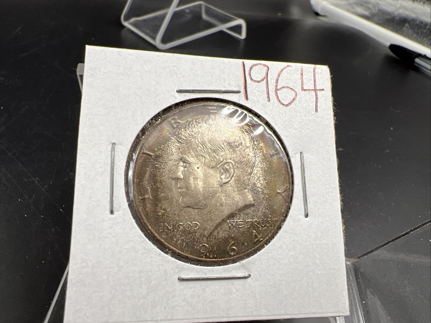 1964 P 50c Kennedy Silver Half Dollar Coin End of Roll Toner UNC