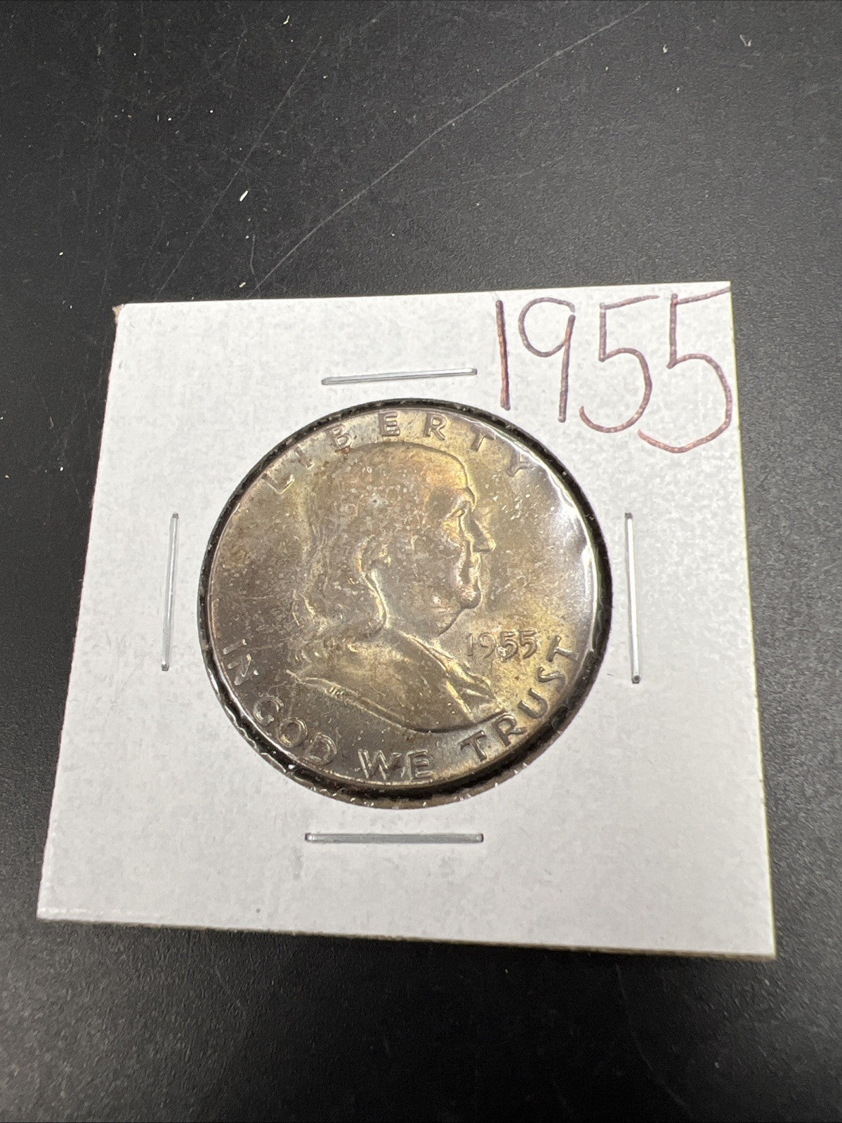 1955 P Franklin Half Dollar Silver Coin BU UNC Neat Toning Toner #0