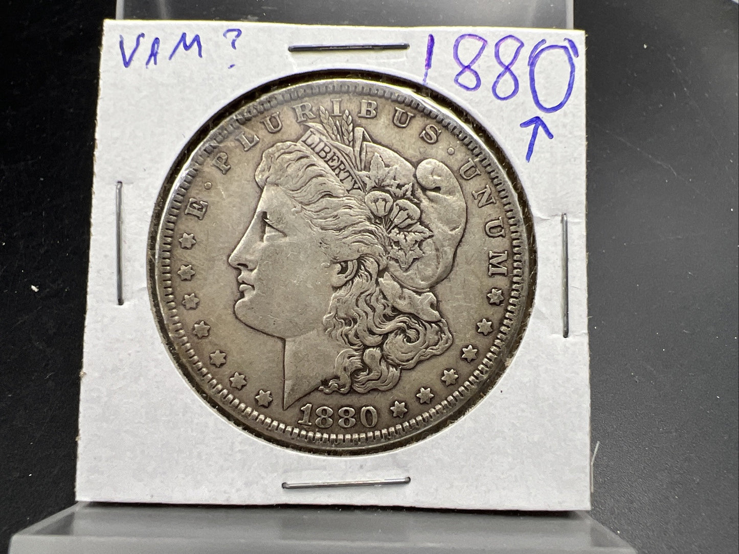 1880 $1 Morgan Silver Dollar Coin VAM 3 Doubled 80 EF XF Extra Fine Circ