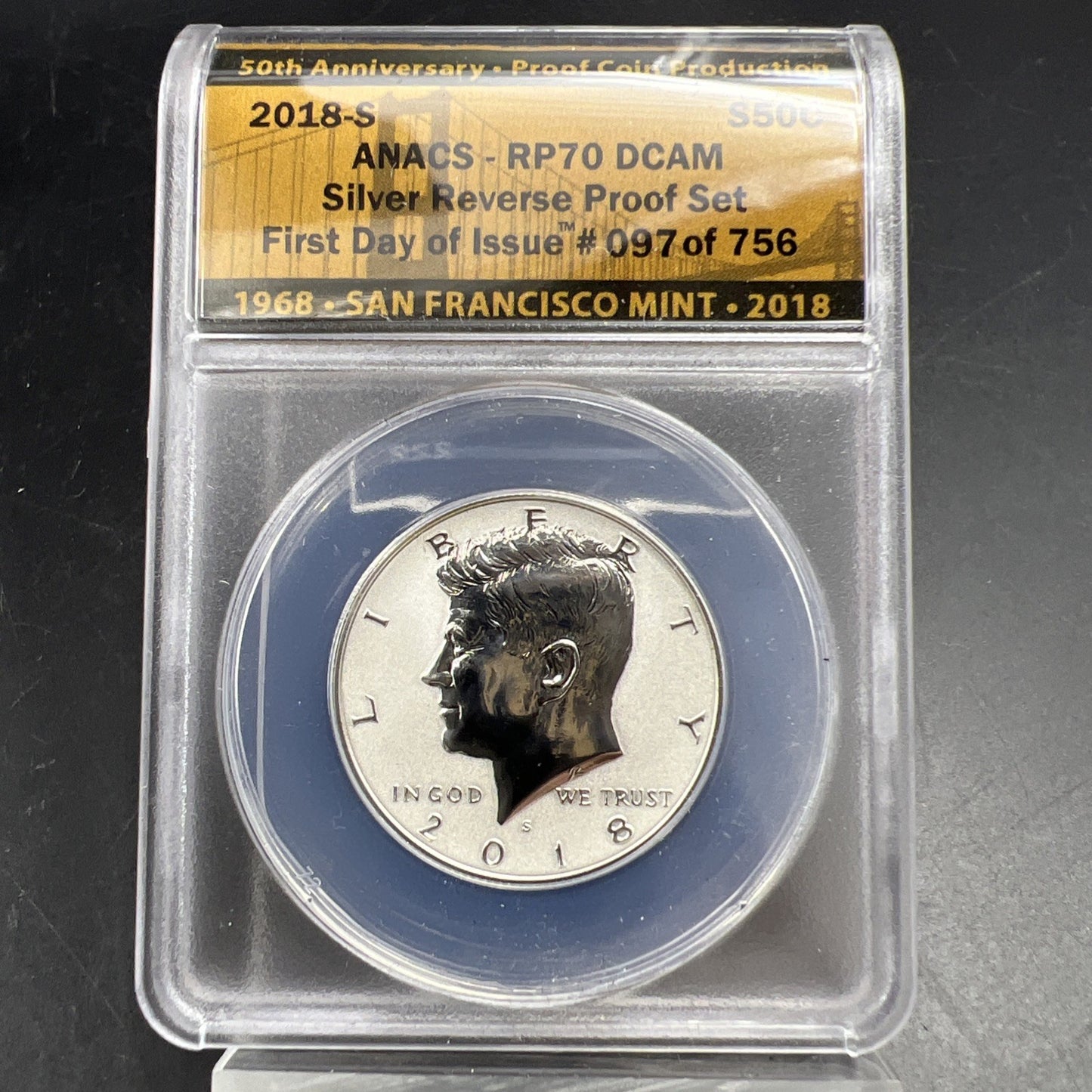2018 S 50c Kennedy Silver Half Dollar Coin Reverse Proof RP70 DCAM PF70 FDOI