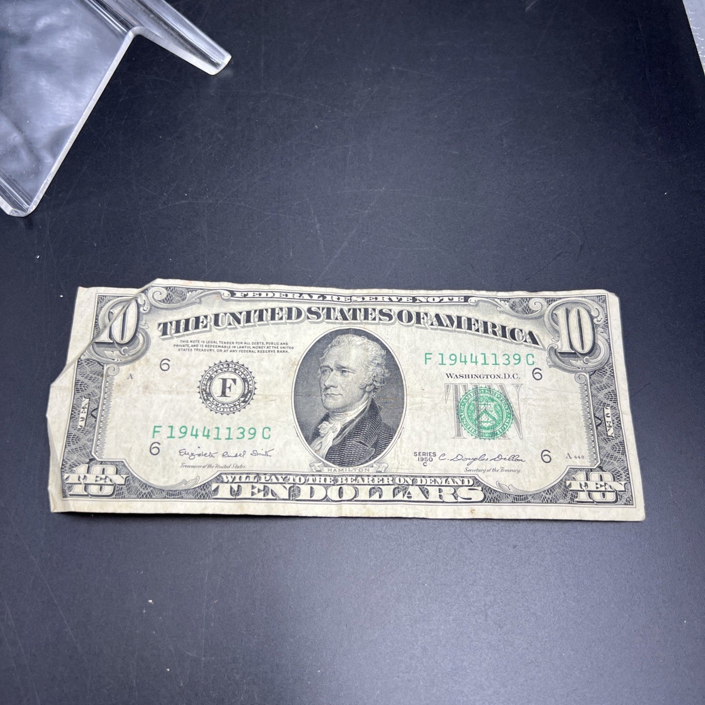 1950 C $10 Green Seal FRN Federal Reserve Note VG Circ #1944 Neat Serial #