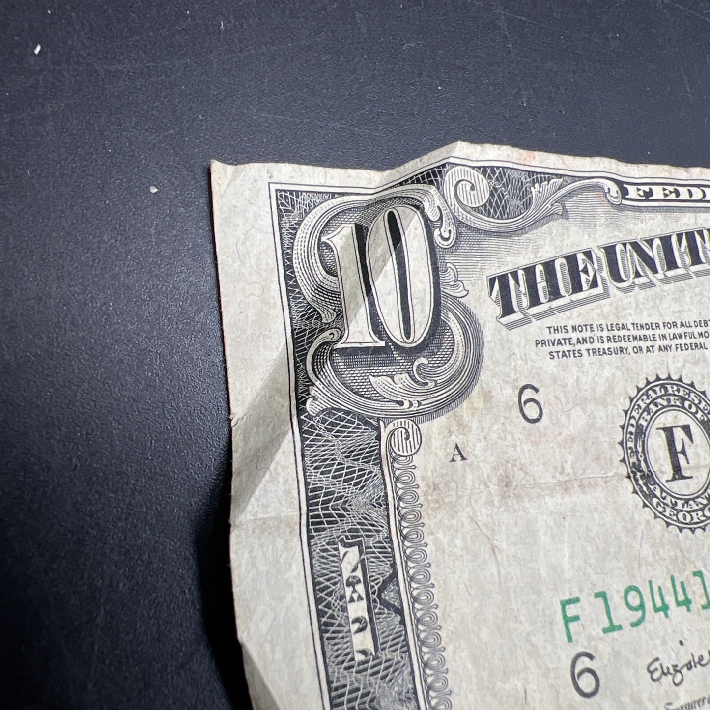 1950 C $10 Green Seal FRN Federal Reserve Note VG Circ #1944 Neat Serial #
