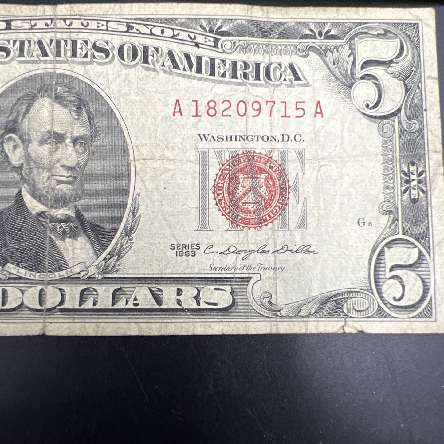 $5 Bill collector's set 1963 USN United States Note & 1974 FRN Circulated #715
