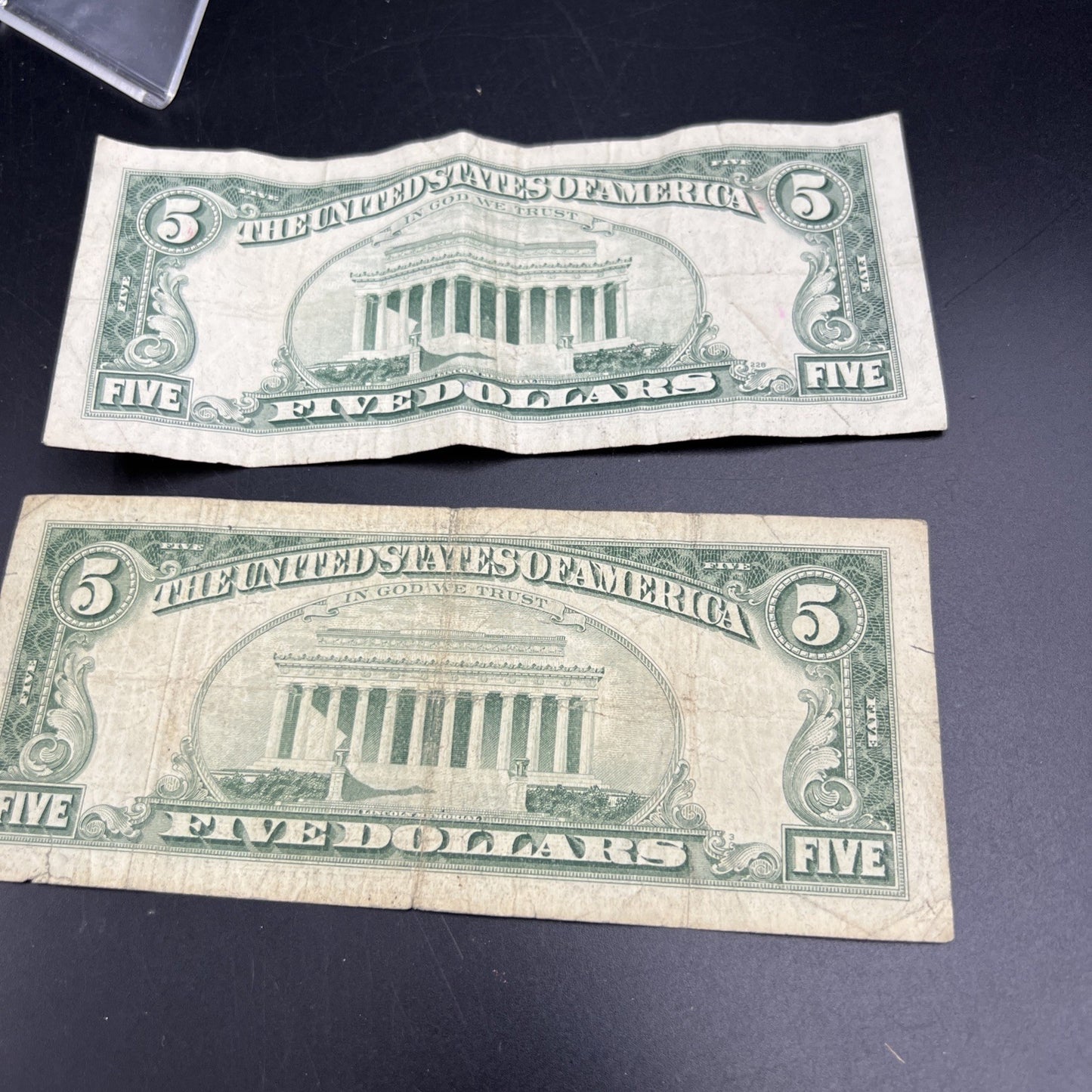 $5 Bill collector's set 1963 USN United States Note & 1974 FRN Circulated #715