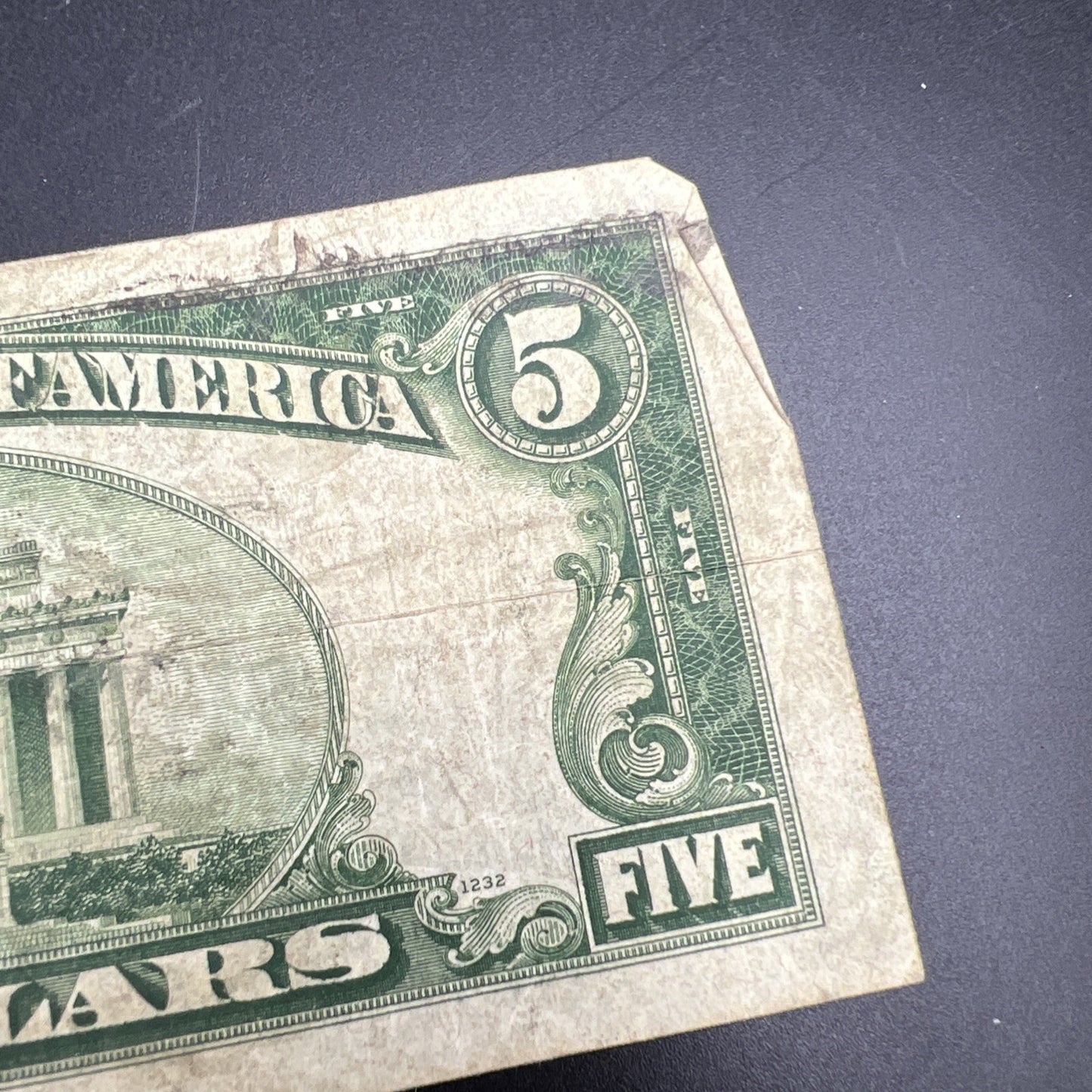 1934 A $5 Silver Certificate Blue Seal US Currency Bill Circ VG Very Good #285