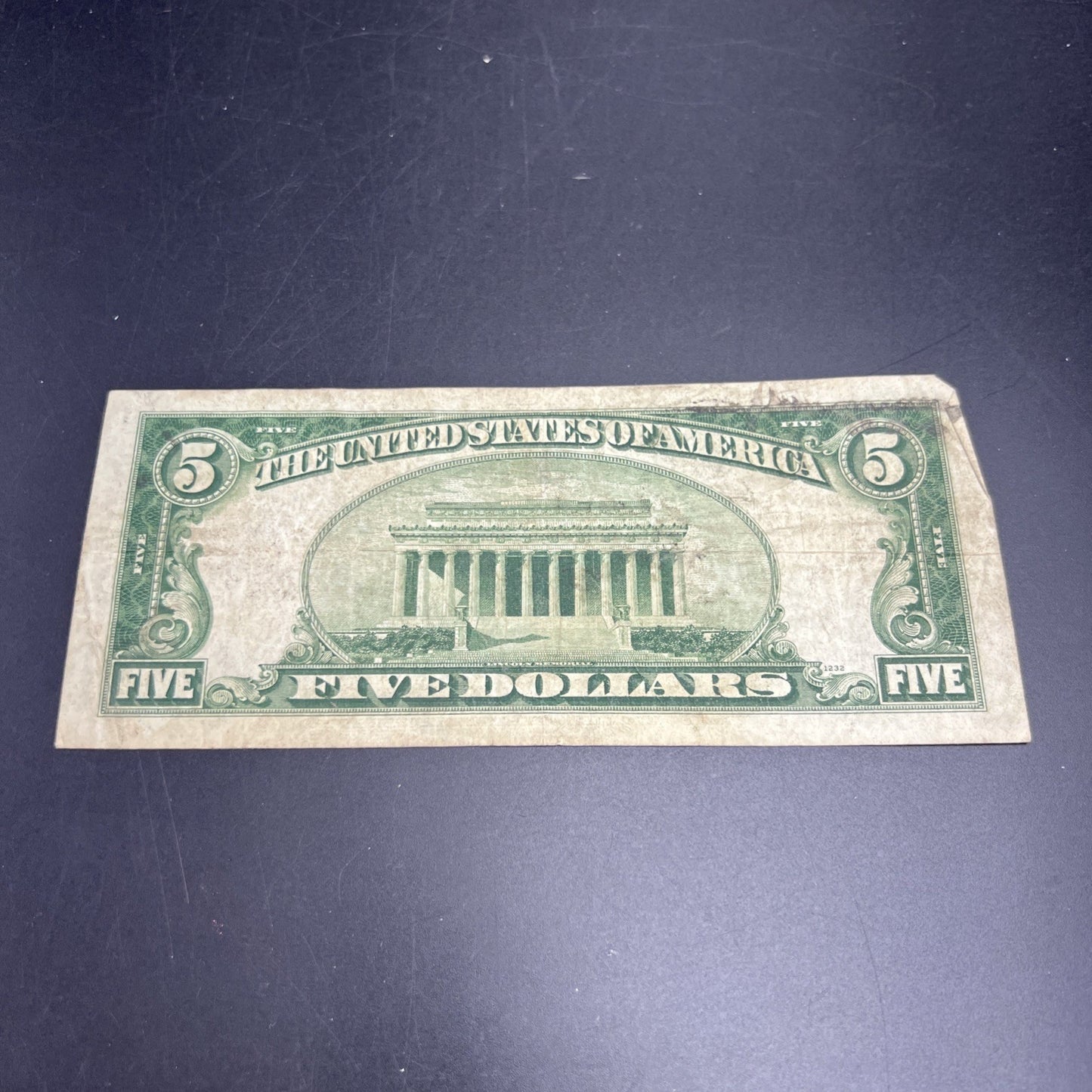 1934 A $5 Silver Certificate Blue Seal US Currency Bill Circ VG Very Good #285