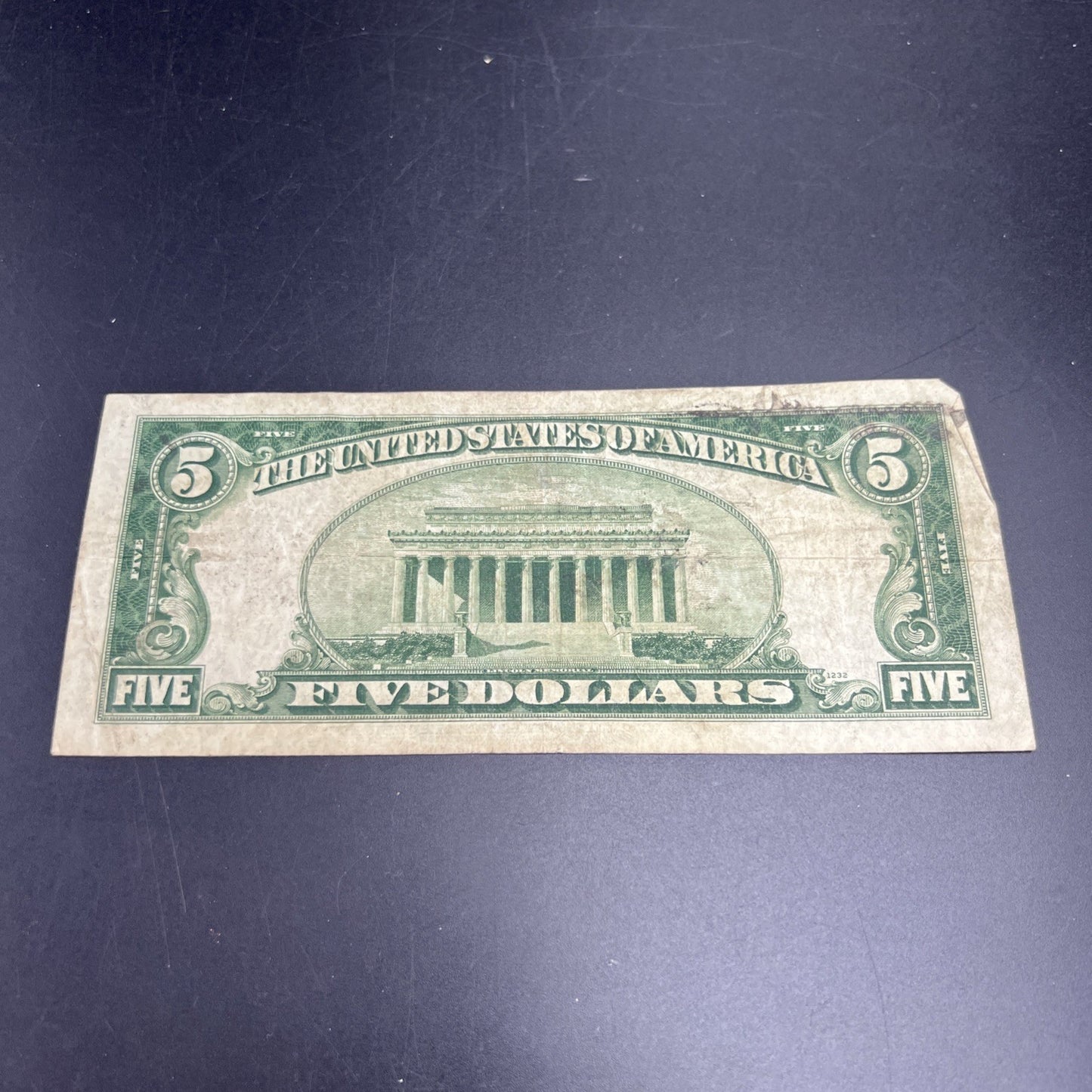 1934 A $5 Silver Certificate Blue Seal US Currency Bill Circ VG Very Good #285