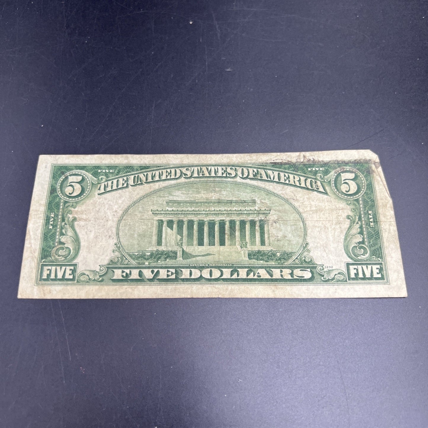 1934 A $5 Silver Certificate Blue Seal US Currency Bill Circ VG Very Good #285