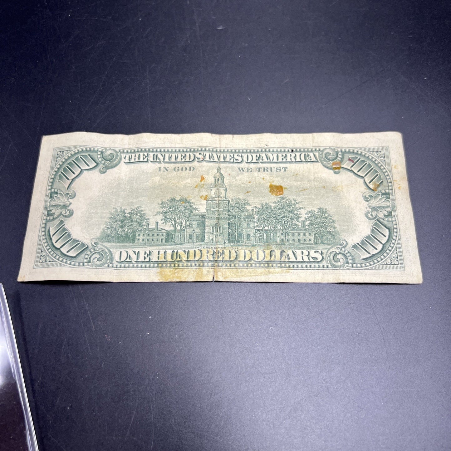 SC 1966 $100 Legal Tender Red Seal Ugly Damaged Taped Torn Stained Low Serial #