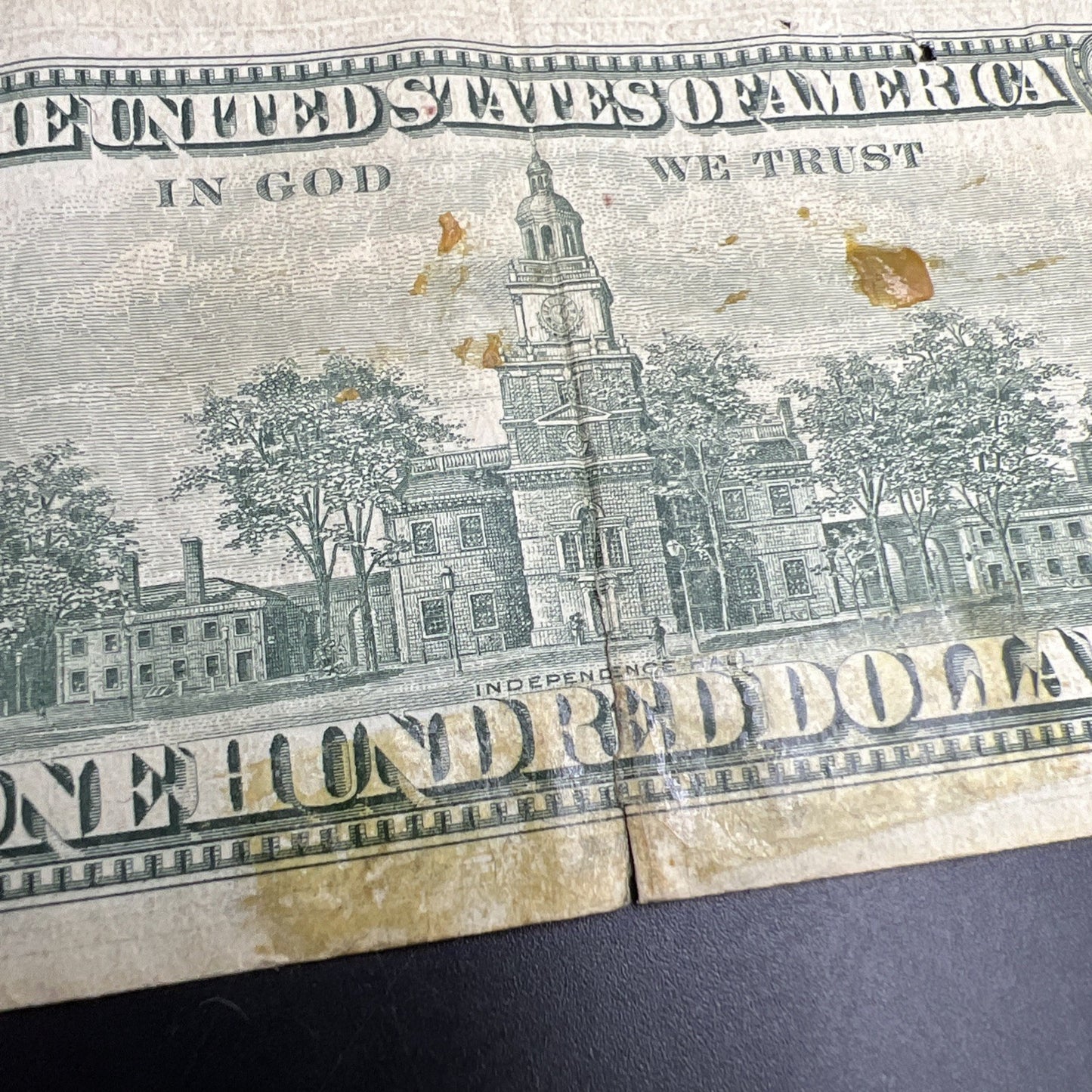 SC 1966 $100 Legal Tender Red Seal Ugly Damaged Taped Torn Stained Low Serial #