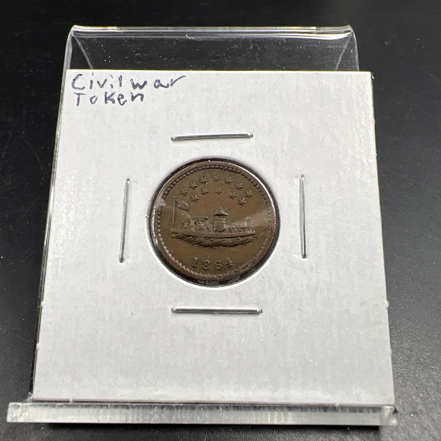 1864 Civil War Token Our Navy - Monitor - Choice VF Very Fine