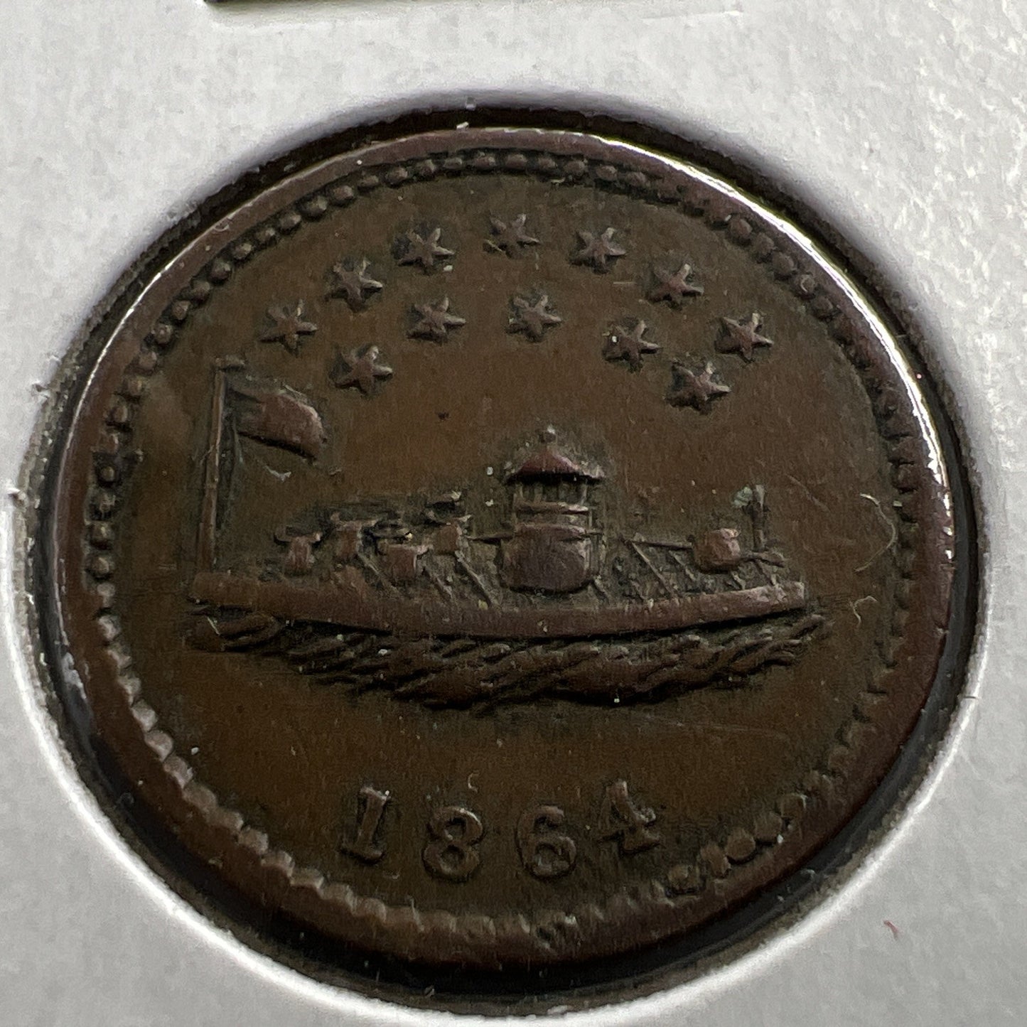 1864 Civil War Token Our Navy - Monitor - Choice VF Very Fine