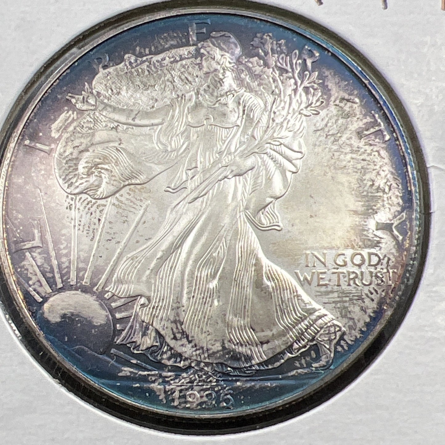1996 1 OZ American Silver Eagle GEM BU Uncirculated .999 Nice Toning Toner ASE