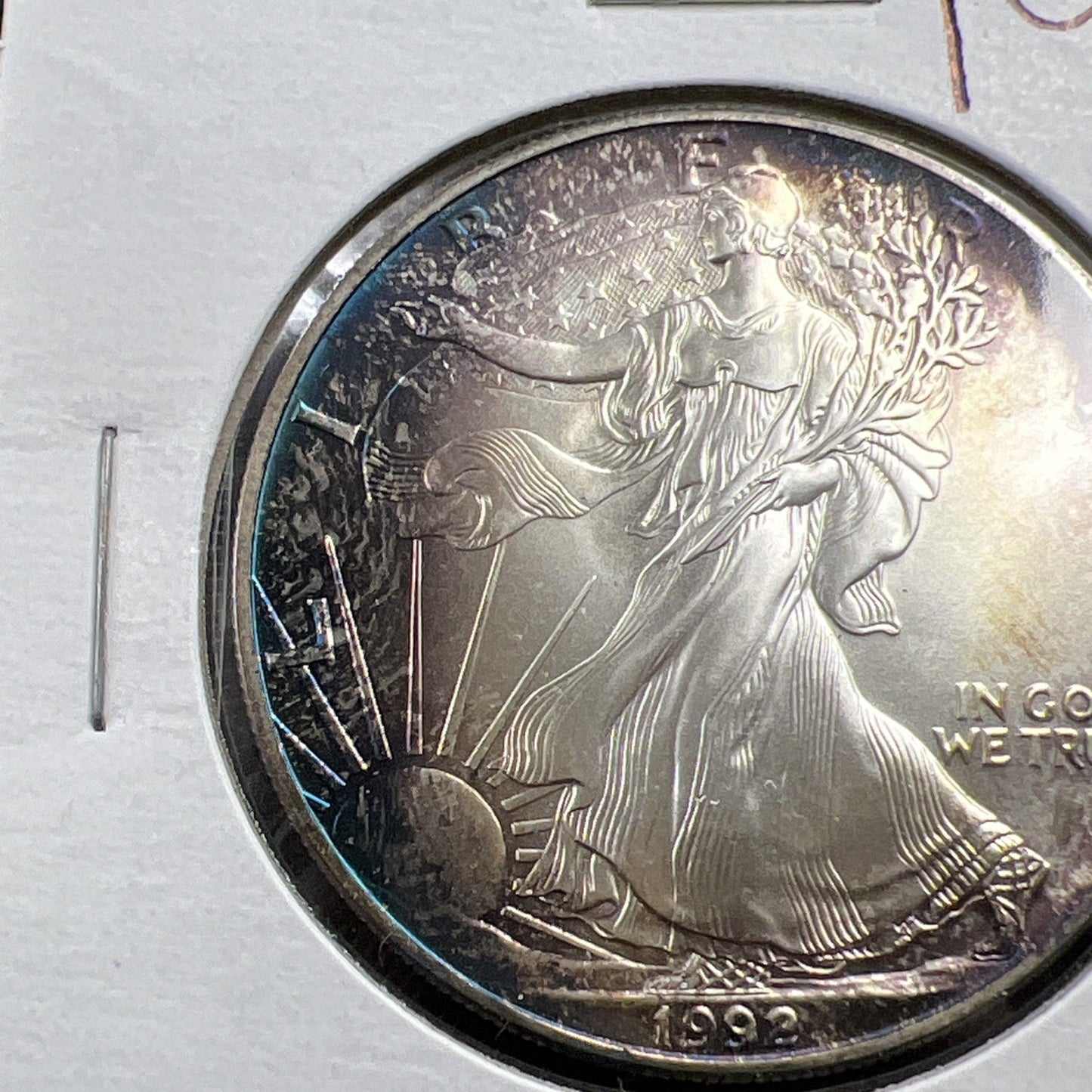 1992 1 OZ American Silver Eagle GEM BU Unc .999 Nice Toning Toner ASE SKU#B