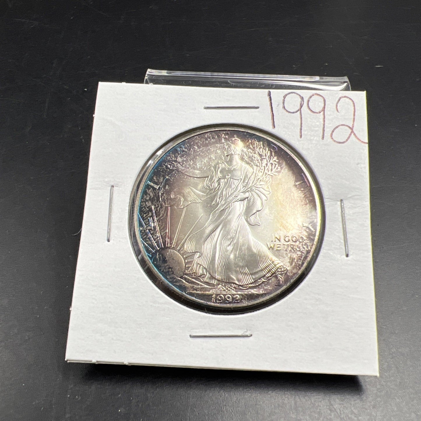 1992 1 OZ American Silver Eagle GEM BU Unc .999 Nice Toning Toner ASE SKU#B