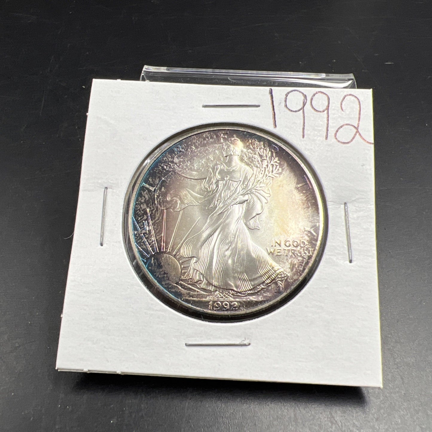 1992 1 OZ American Silver Eagle GEM BU Unc .999 Nice Toning Toner ASE SKU#B