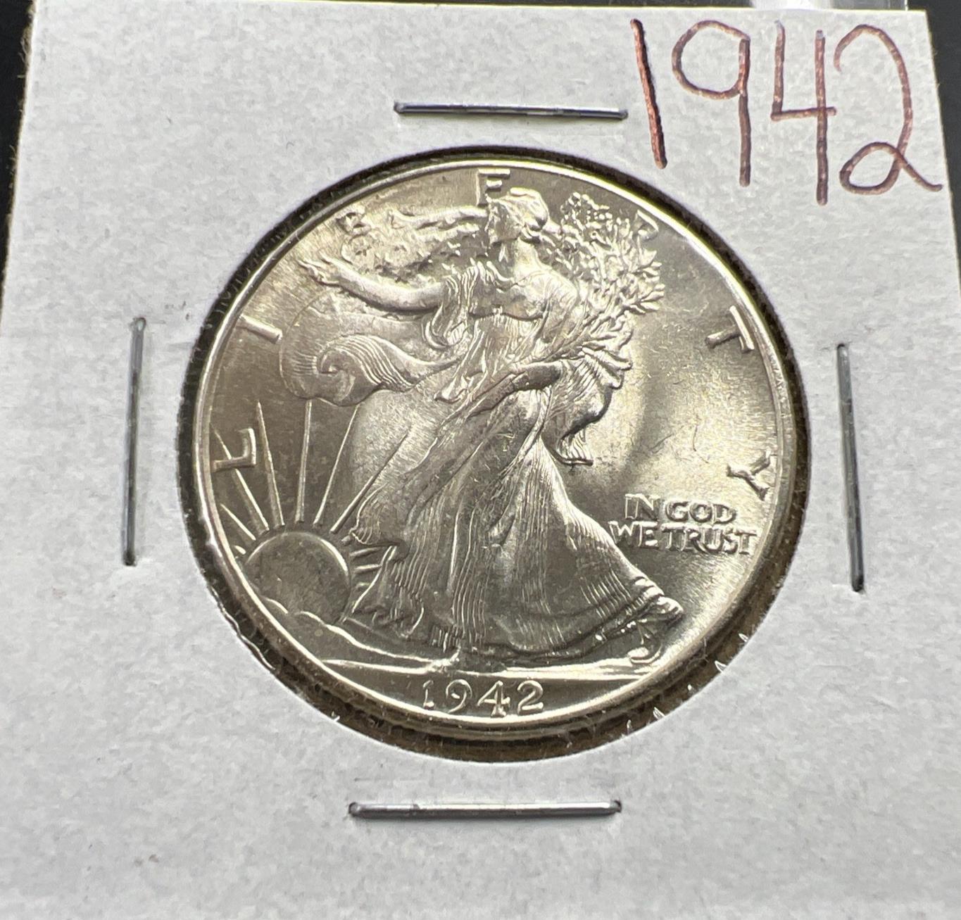 1942 P 50C Walking Liberty Half Dollar BU UNC Uncirculated
