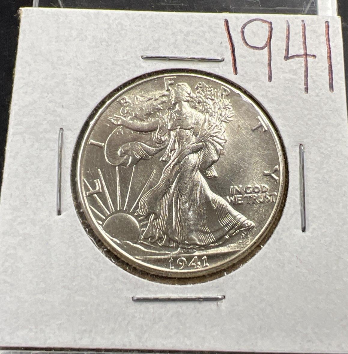 1941 P 50c Walking Liberty Silver Half Dollar UNC Details #B