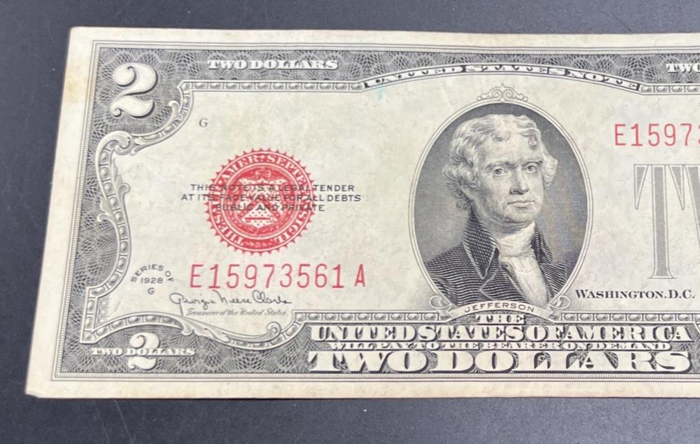 1928 G $2 Two Dollar Legal Tender Red Seal Notes VF Very Fine Circulated # 561