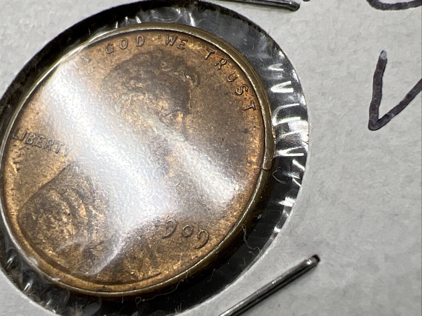 1909 P VDC 1c Lincoln Wheat Cent Penny Coin BU Unc RB Red Brown Laminated Error