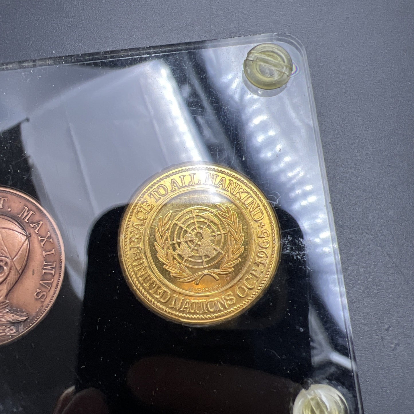 1965 Pope Paul Visit to the United Nations 3 Medal Set in Capital Plastics Case