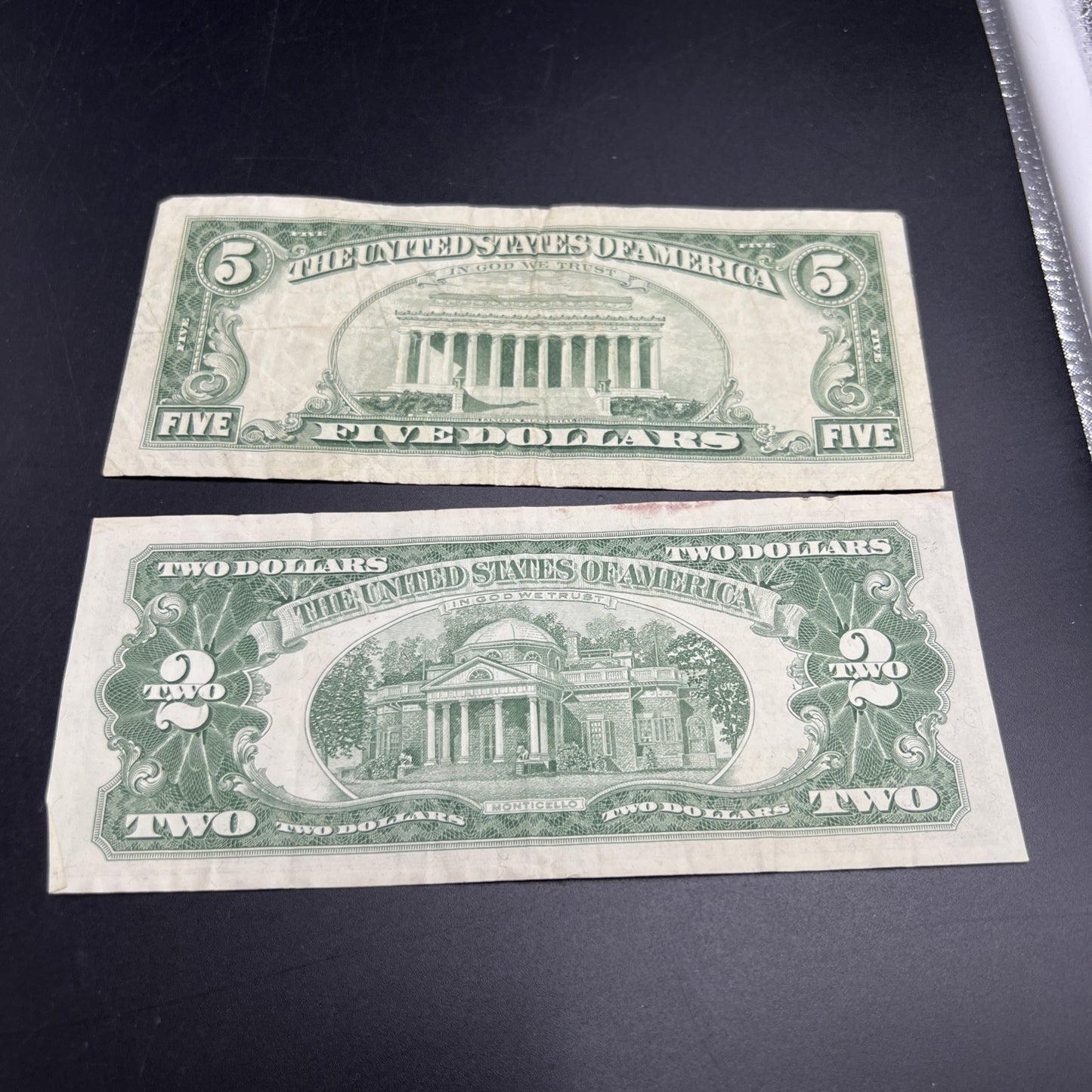 2 Note United States Legal Tender Red Seal Set 1963 $2 & $5 Bills Very Circ #326