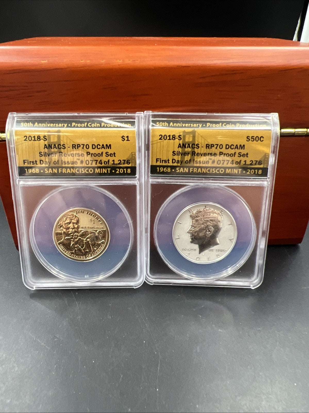10 Coin 2018 S Silver Reverse US Proof Set PF70 RP70 ANACS Certified w/ Box