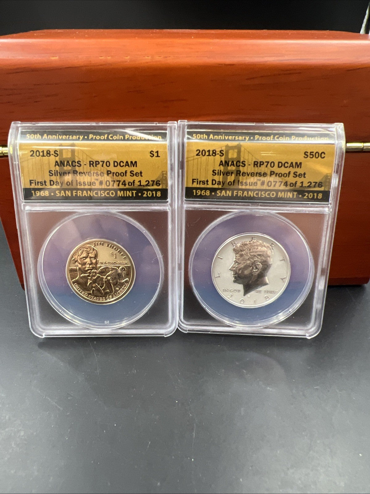 10 Coin 2018 S Silver Reverse US Proof Set PF70 RP70 ANACS Certified w/ Box