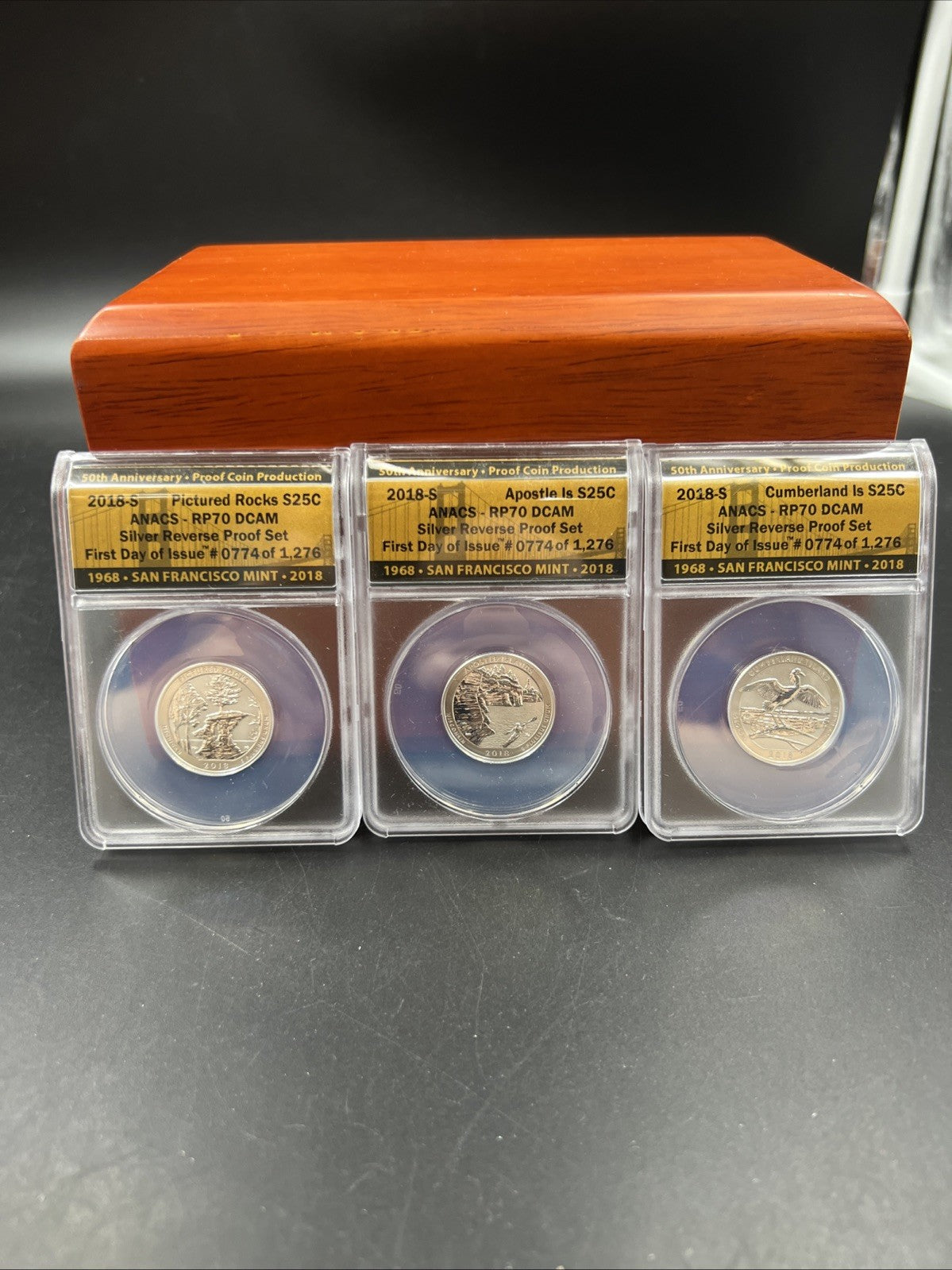 10 Coin 2018 S Silver Reverse US Proof Set PF70 RP70 ANACS Certified w/ Box