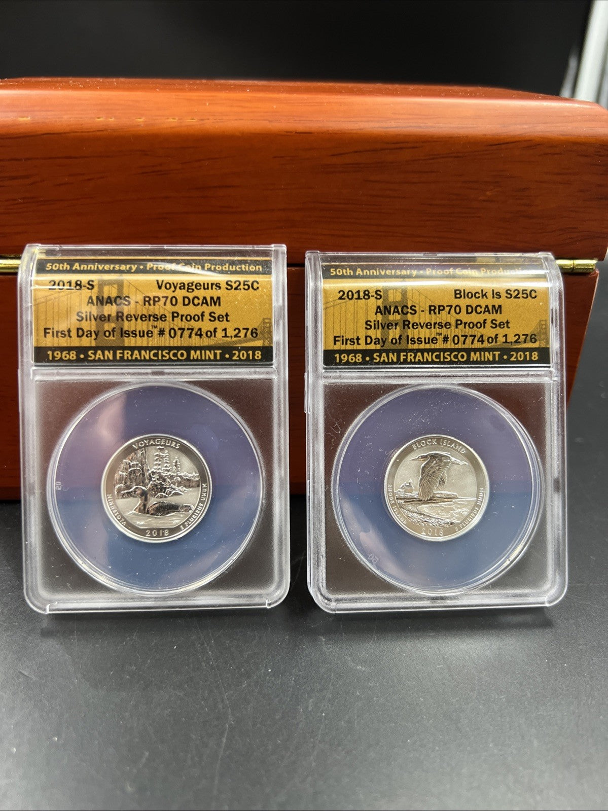 10 Coin 2018 S Silver Reverse US Proof Set PF70 RP70 ANACS Certified w/ Box