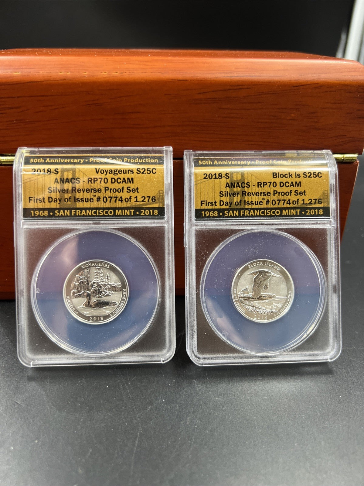 10 Coin 2018 S Silver Reverse US Proof Set PF70 RP70 ANACS Certified w/ Box