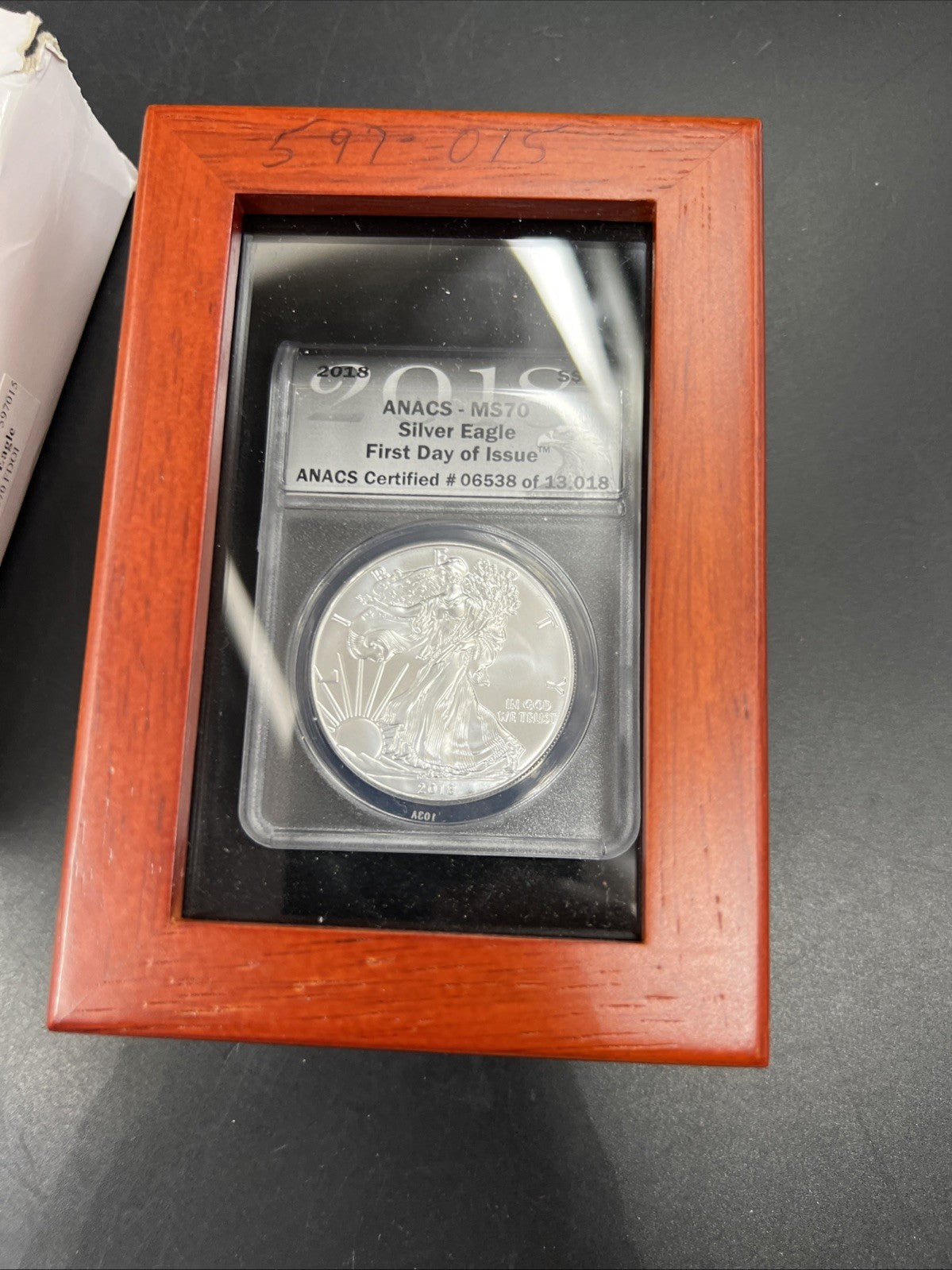 2018 1 oz ASE American Silver Eagle Coin MS70 Certified ANACS w/ Box #06538