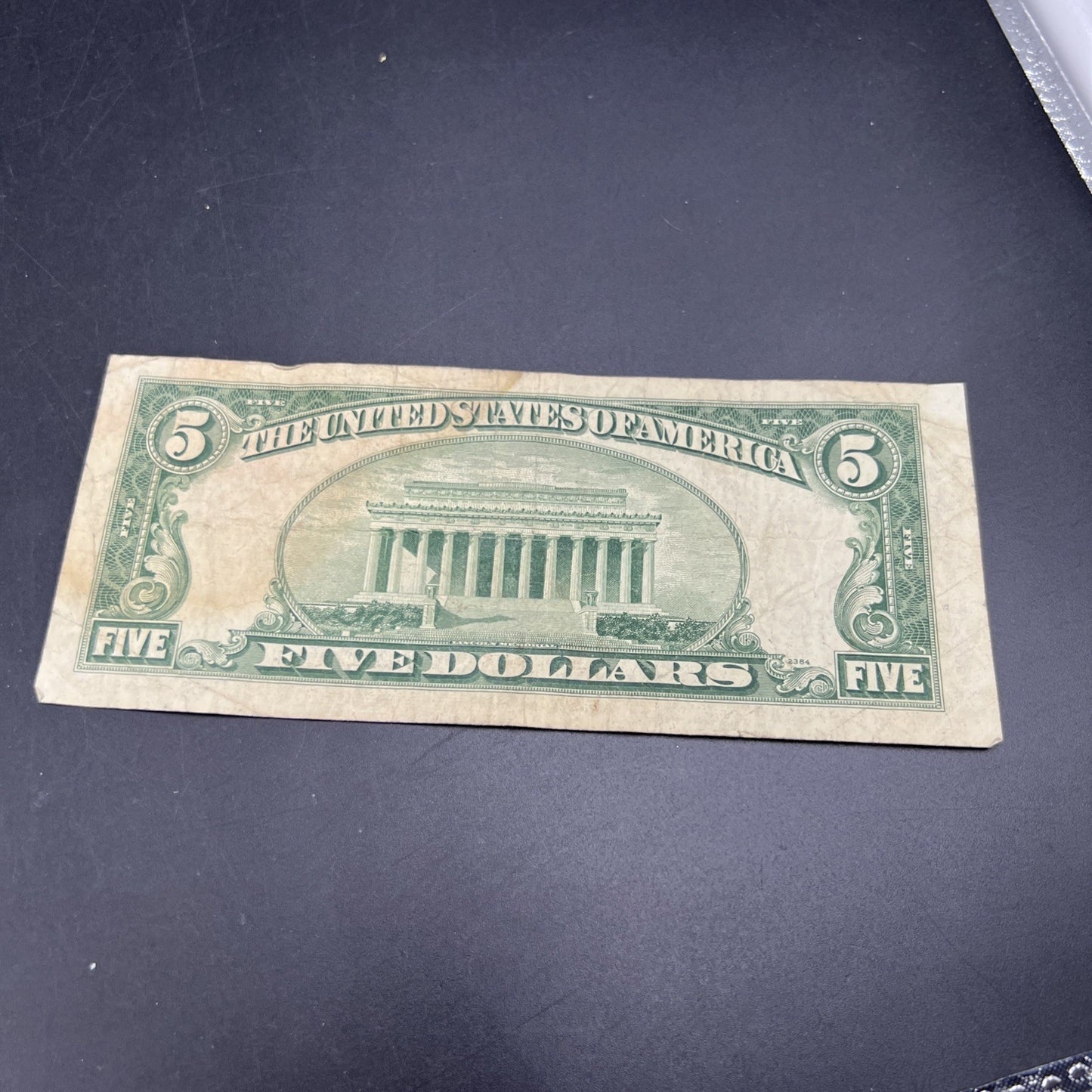 1953 A $5 Silver Certificate Blue Seal US Currency Bill VG / Fine Detail Stain A
