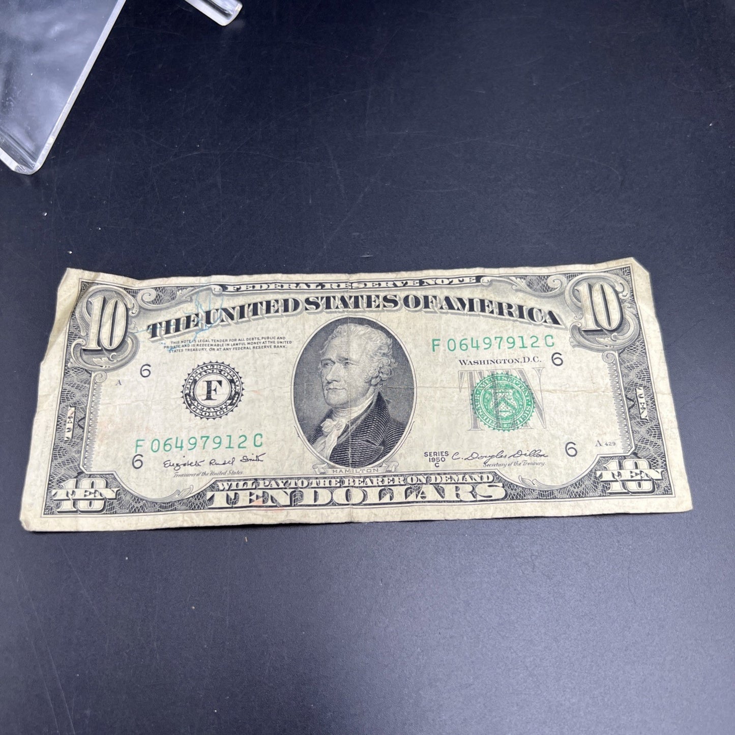 1950 C $10 Green Seal FRN Federal Reserve Note Very Circulated Cull #912