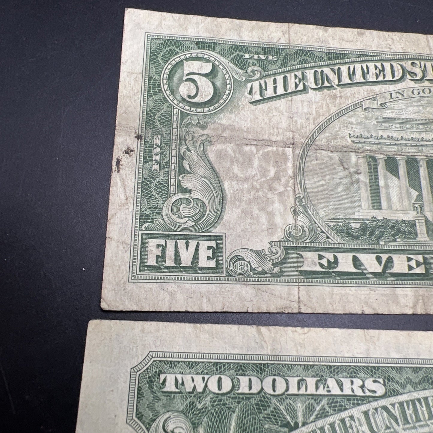 2 Note United States Legal Tender Red Seal Set 1963 $2 & $5 Bills VG Very Good #